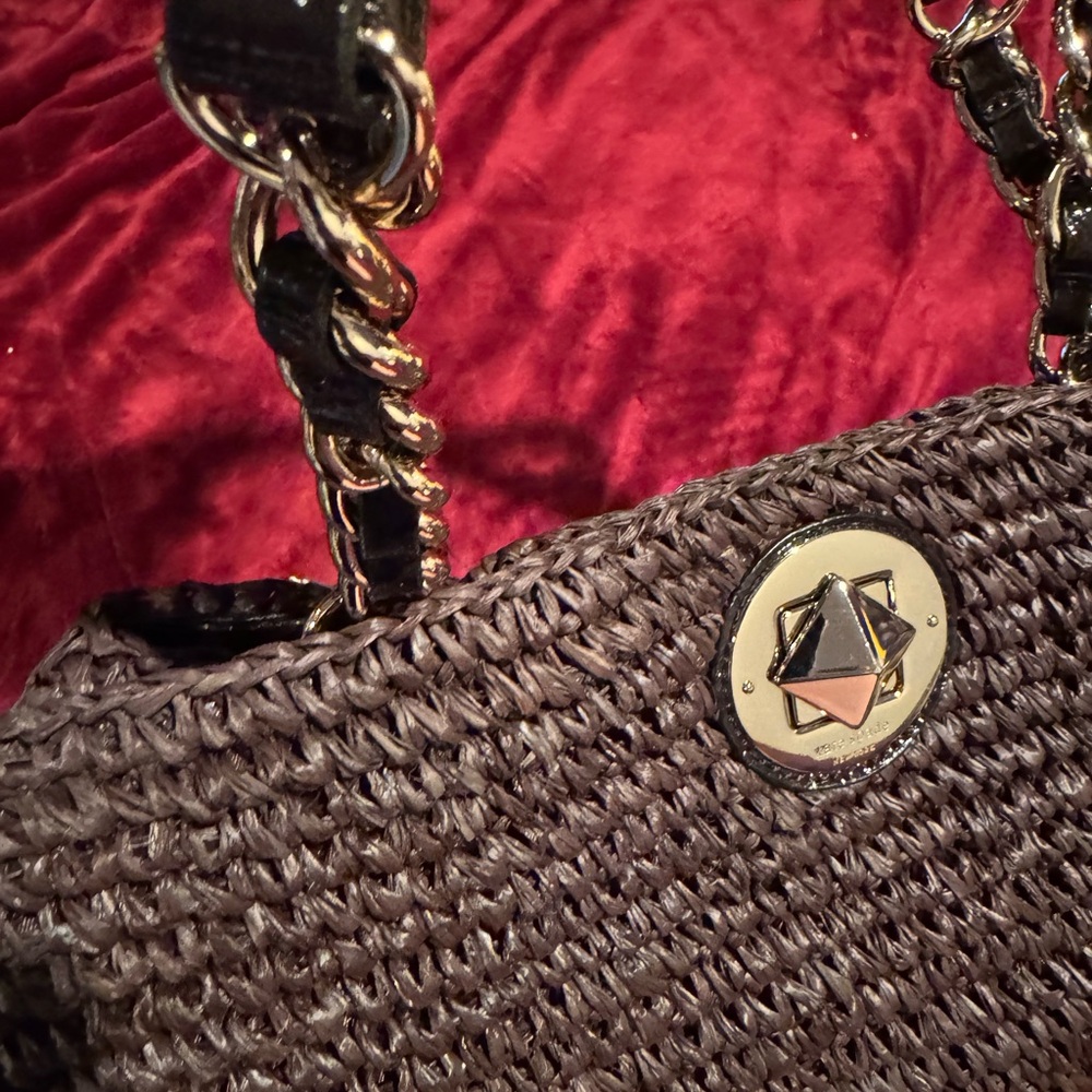 Kate Spade Espresso Woven Shoulder Bag - size 16x10x6 strap another 9 inches new - Picture 3 of 6